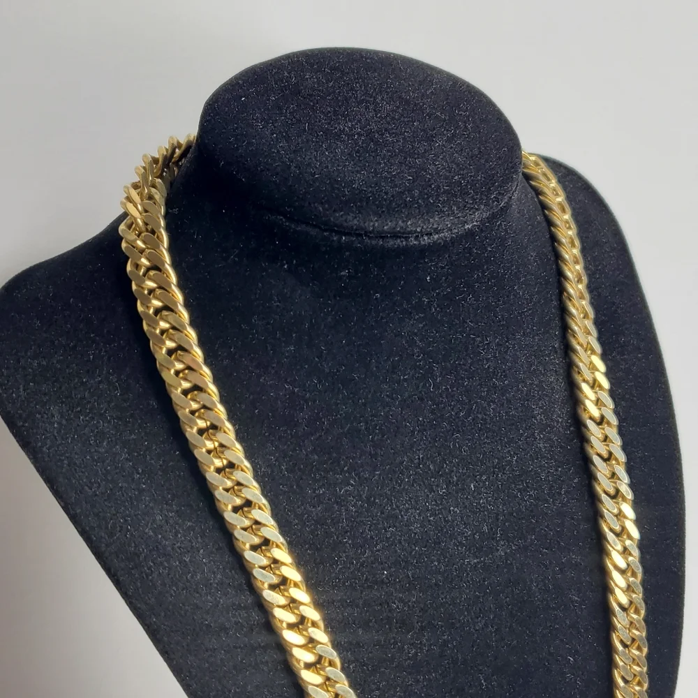 Vintage Gold tone Metal Chucky heavy chain necklace 24" Cuban Chain - Picture 7 of 8